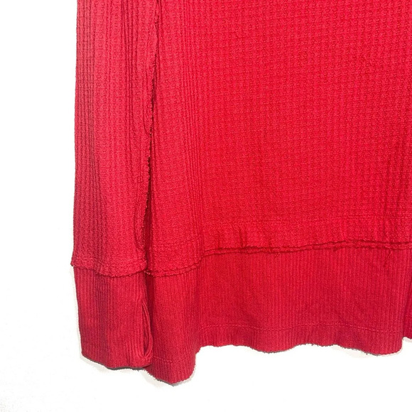 We The Free FP North Shore Top Oversized Red Waffle Knit Tunic Medium Women’s - Picture 5 of 12
